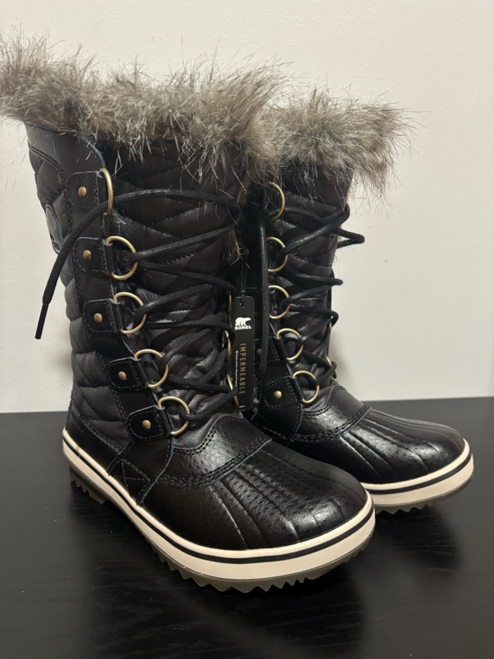 Sorel Women's Torino II Faux Fur Lined Waterproof Boot Black Size 6 NWOT